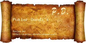 Pukler Donát névjegykártya